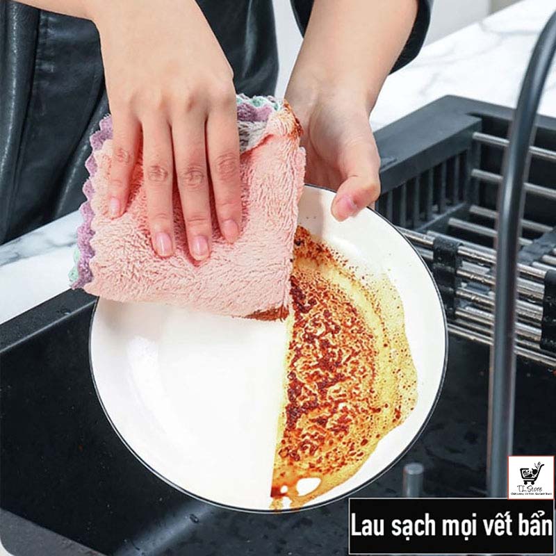 1 Khăn lau đa năng 2 mặt lau Bếp - Rửa bát - lau Bàn khăn thấm nước siêu tốt nhanh khô [KHĂN 2 MẶT]