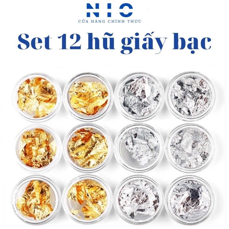 Nhũ Giấy nhũ vàng Bạc ( set 12 hũ )