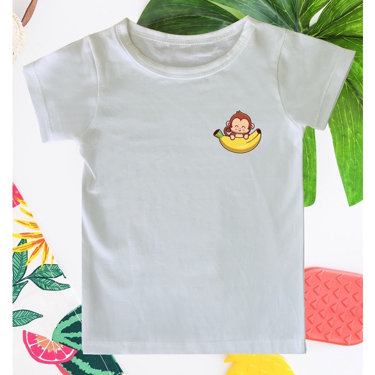 áo thun in hình khỉ con cho bé 100% Cotton nhiều màu size từ 7-20 kg