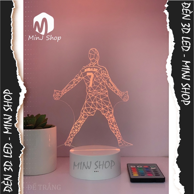 Đèn Ngủ 3D Ronaldo | 16 Màu + Remote | Đèn 3D Led CR7 | Bóng Đá | MinJ Shop