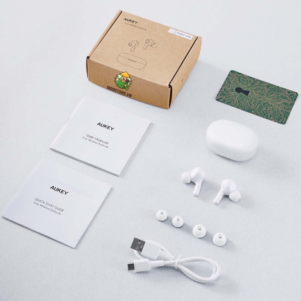 Tai Nghe True Wireless AUKEY EP-T25, BT 5.0, Pin Lên Tới 30H, Cảm Ứng, Chống Nước IPX5 - Chính Hãng BH 18T