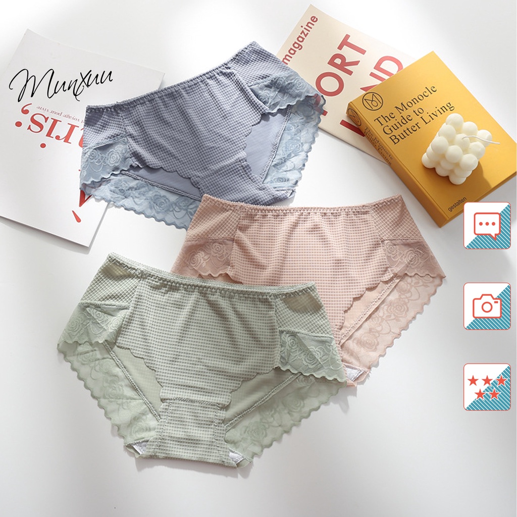 Quần lót nữ MUNXUU vải su lạnh phối ren gấm cao cấp xuyên thấu siêu sexy quyến rũ - QC126