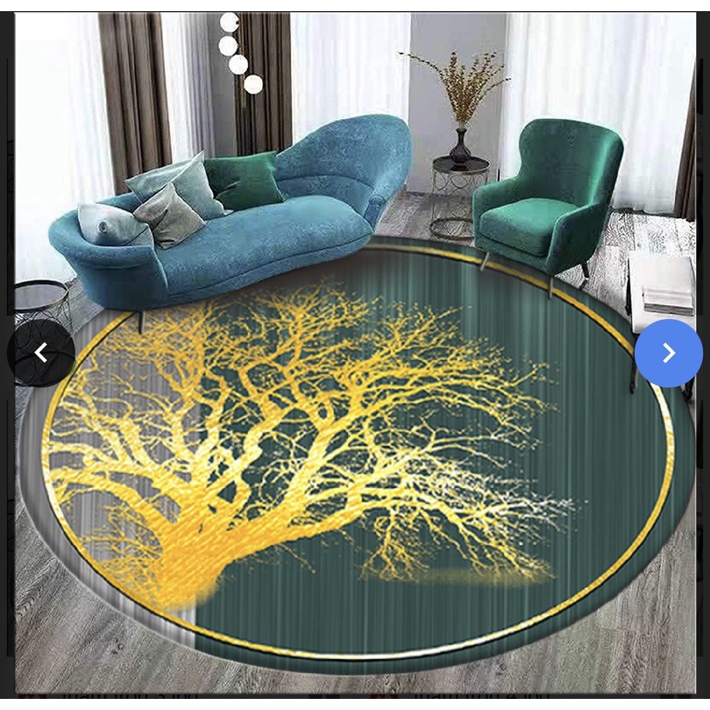 Thảm Tròn Bali Trang Trí Phong Cách Cổ Điển KT 1M,Có chọn mẫu, cây vàng