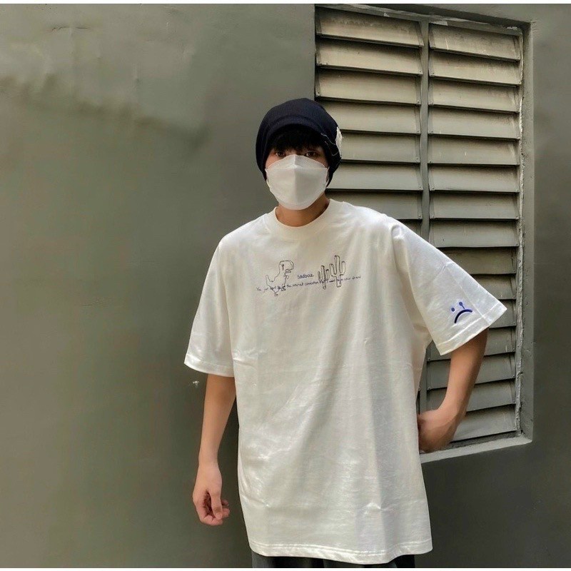 Áo thun tay lỡ form rộng unisex nam nữ mặc đều đẹp in chữ 2 mặt hàng loại 1-said boiz khủng long