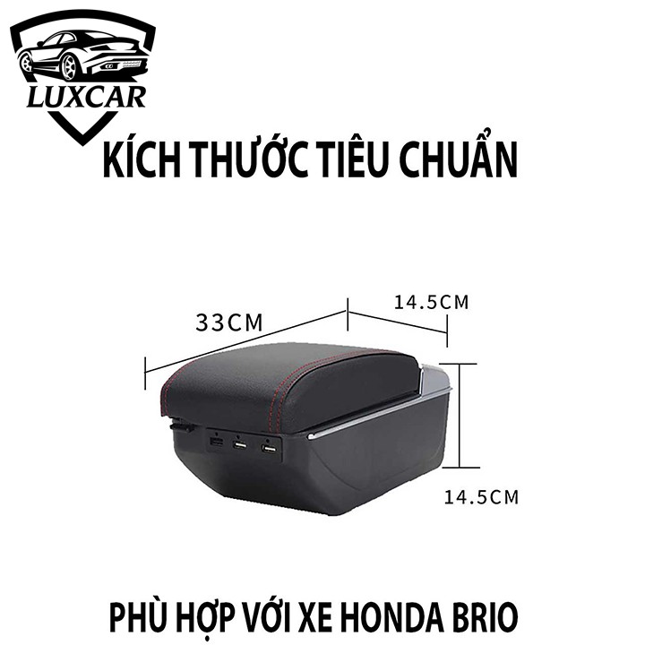 Hộp tỳ tay xe HONDA BRIO chất liệu da PU cao cấp, 7 cổng sạc USB