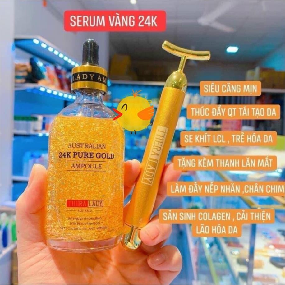 SERUM TINH CHẤT VÀNG 24K ÚC DATE 2024 TẶNG KÈM THANH LĂN PIN