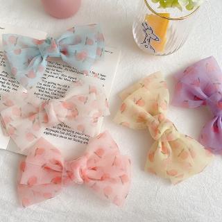 Kẹp Tóc Hình Nơ Bướm Họa Tiết Quả Đào Xinh Xắn Cho Nữ