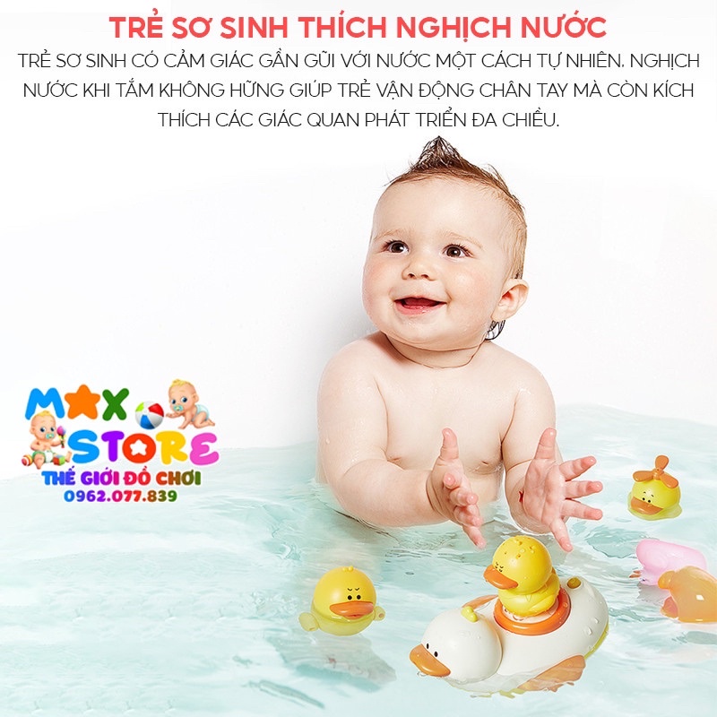 (Tặng 3Pin AA) Bộ Đồ Chơi Nhà Tắm - Vịt Phun Nước Vòi Hoa Sen