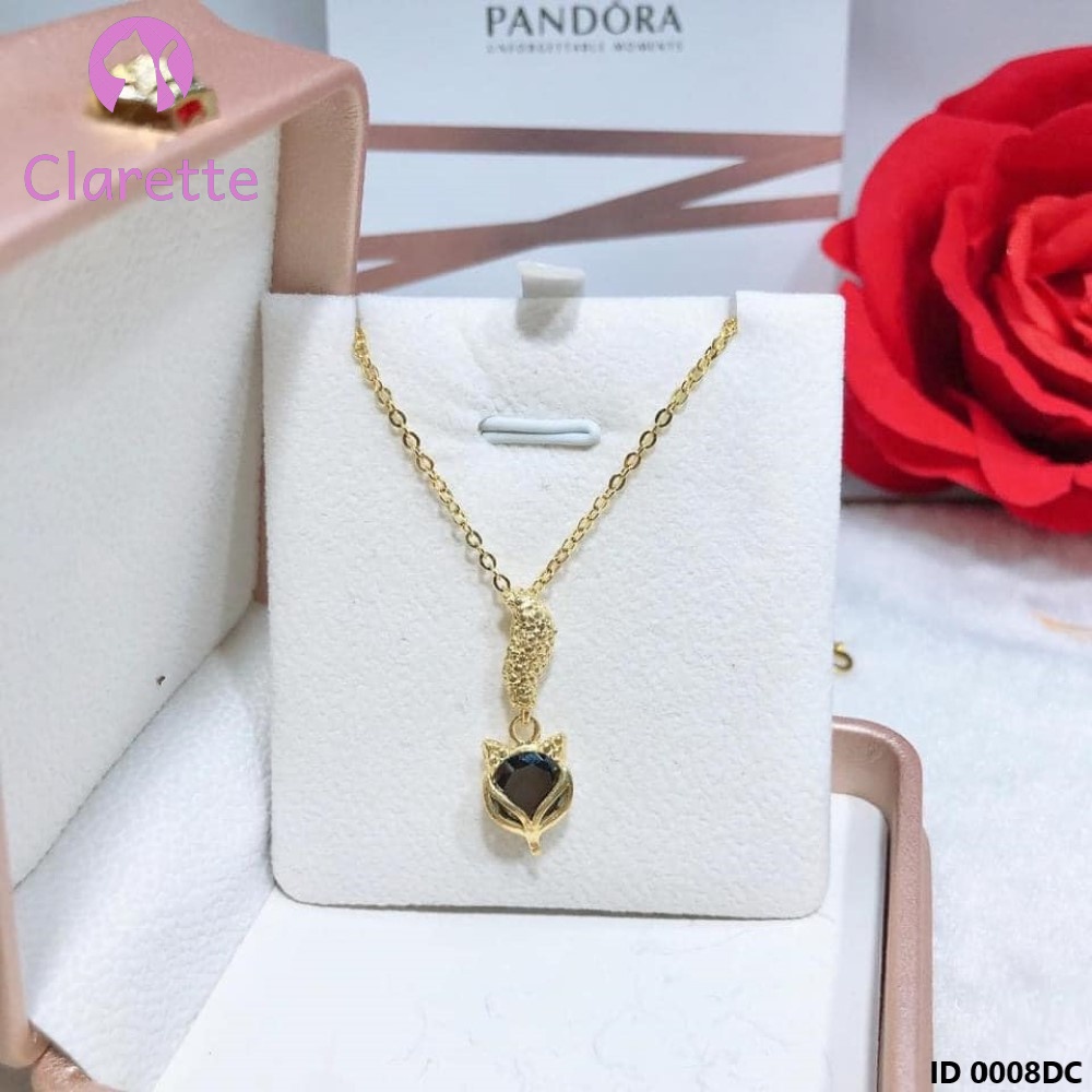 Dây chuyền bạc xi vàng mặt hồ ly đá phong thủy Clarette 0008DC