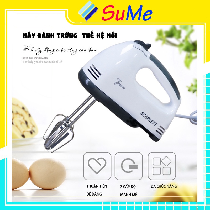 Máy đánh trứng cầm tay, máy đánh trứng mini cầm tay Scarlet 7 tốc độ