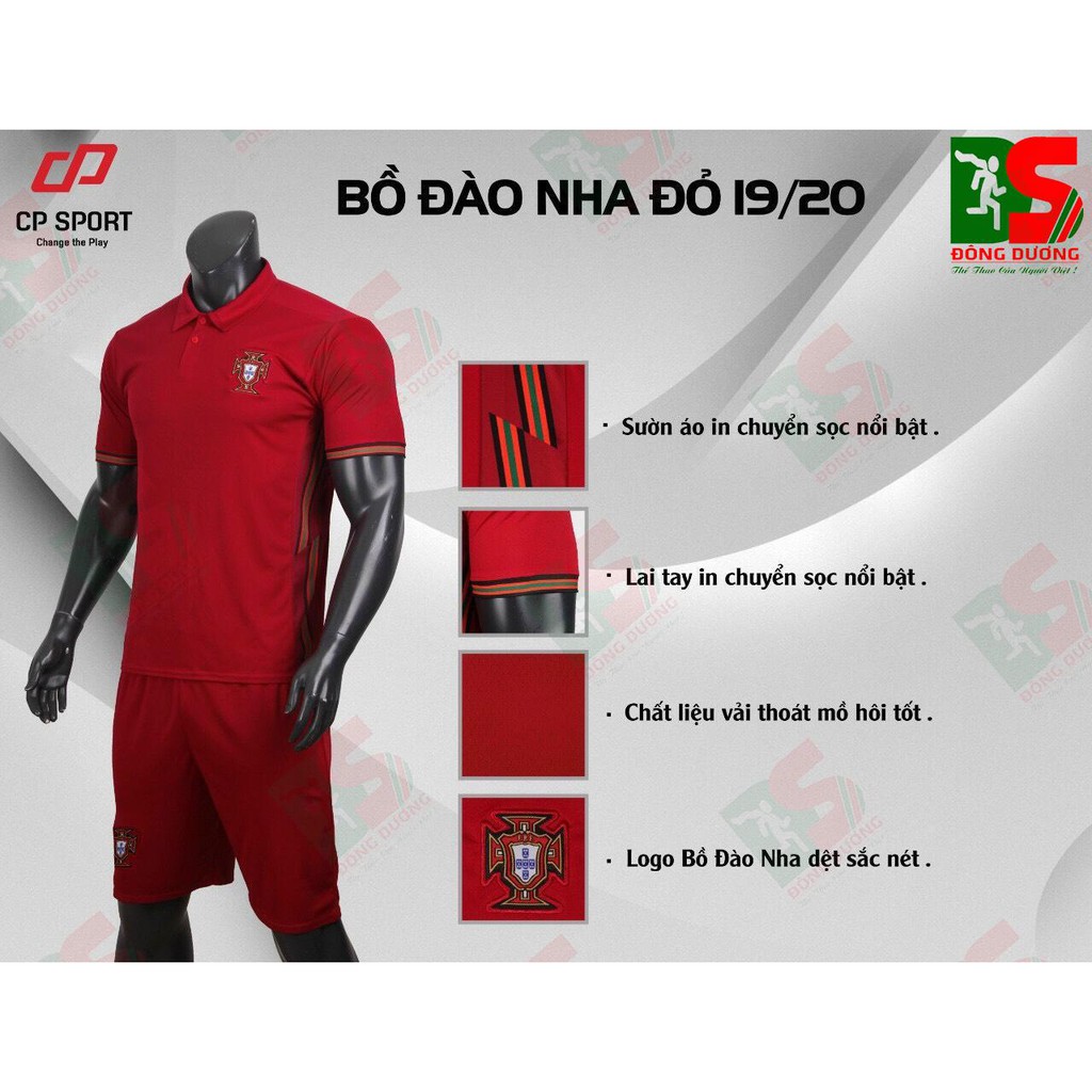 Bộ quần áo bóng đá CP BỒ ĐÀO NHA ĐỎ 2020 -2021 cao cấp