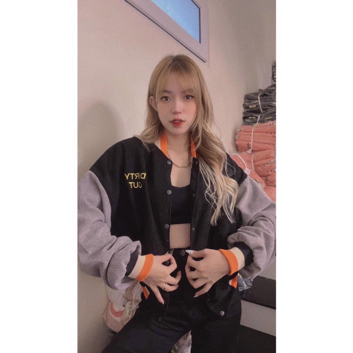 Áo khoác bomber bóng chày chất nhung tăm áo khoác Unisex nam nữ cá tính thời trang hàng quốc ULLAZANG