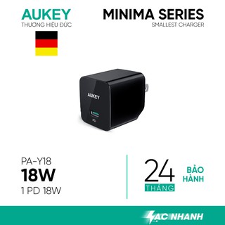 Cốc sạc AUKEY PA-Y18 Sạc Nhanh 18W Cho iPhone, MFi, Siêu Nhỏ Gọn - Hàng Chính Hãng