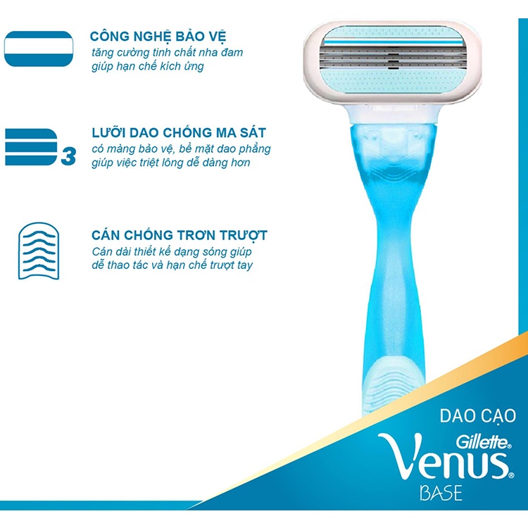 [Có nắp đậy từng cây] [Tách set] Dao cạo Gillette Venus Sensitive Disposables Razors SkinElixir (giá cho 1 cây)