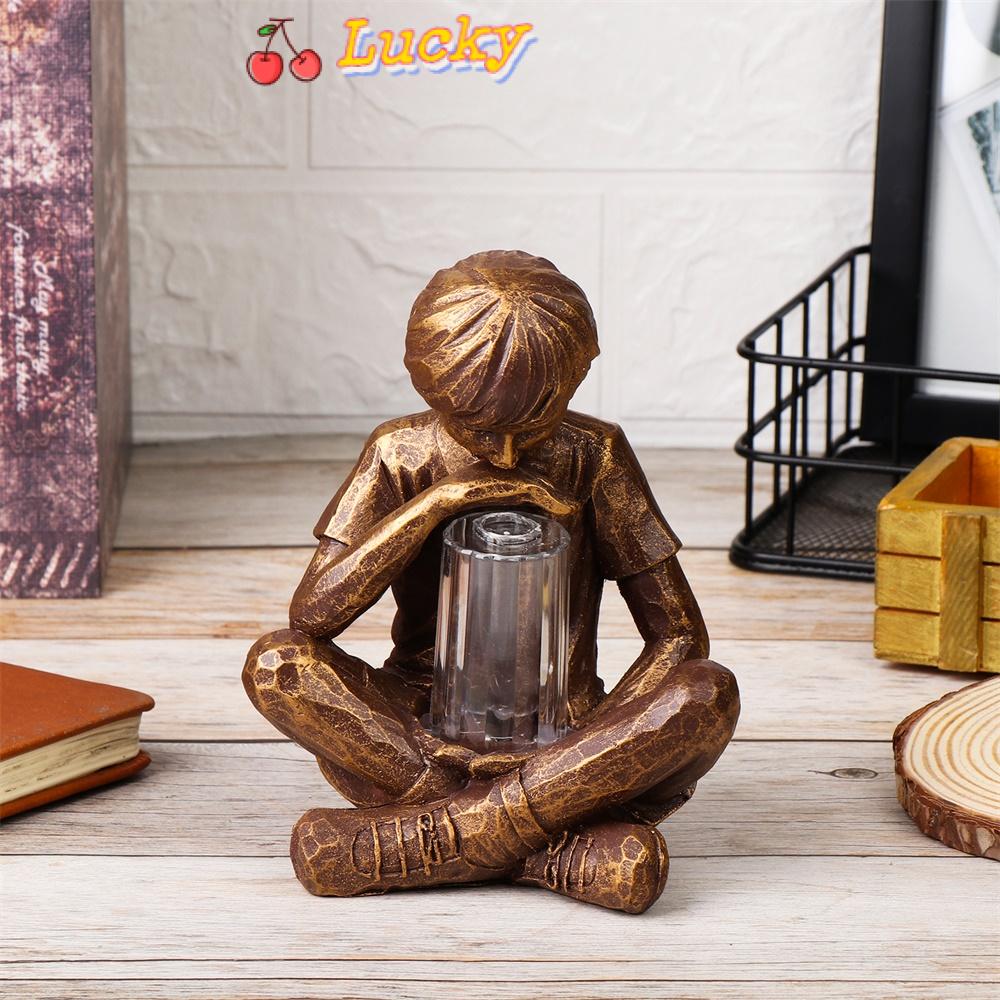 LUCKY Gifts Resin Garden Boy Holiday Ornament Sculpture with Light Boy with Fireflies LED Light Vintage Artistic Statue Festival Decoration Garden Lights Statue Glimpses of God