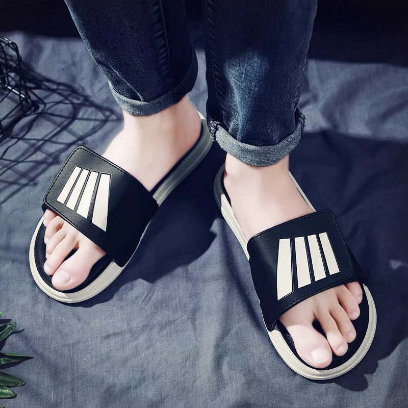 Dép quai ngang nam nữ 168 da họa tiết kẻ nổi đế bánh mì bệt cao 2 cm thời trang unisex đi học đi chơi đẹp giá rẻ