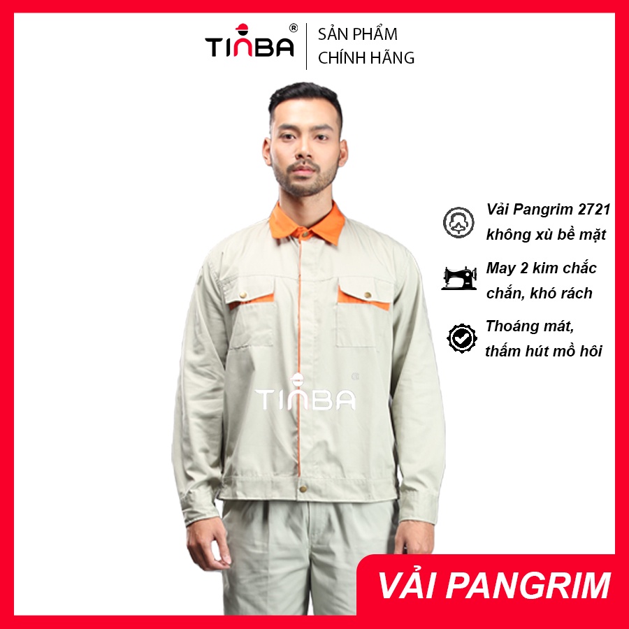 Quần áo bảo hộ lao động TINBA 04 - vải Pangrim thoáng mát - Quần áo công nhân nam nữ túi hộp