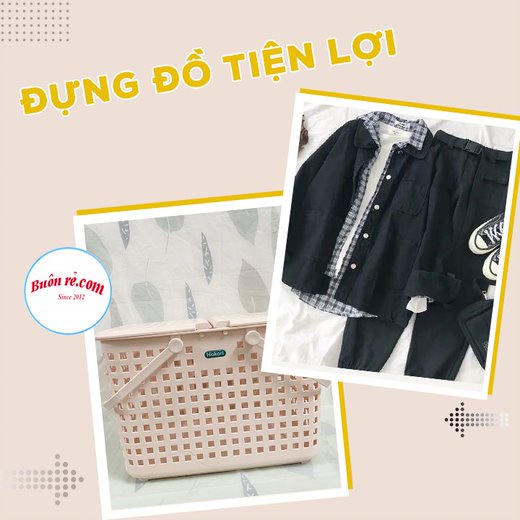 Giỏ đựng quần áo Hokori Việt Nhật (Ms:2608)  - Làn đi sinh có nắp cho mẹ và bé an toàn tiện dụng Br01447