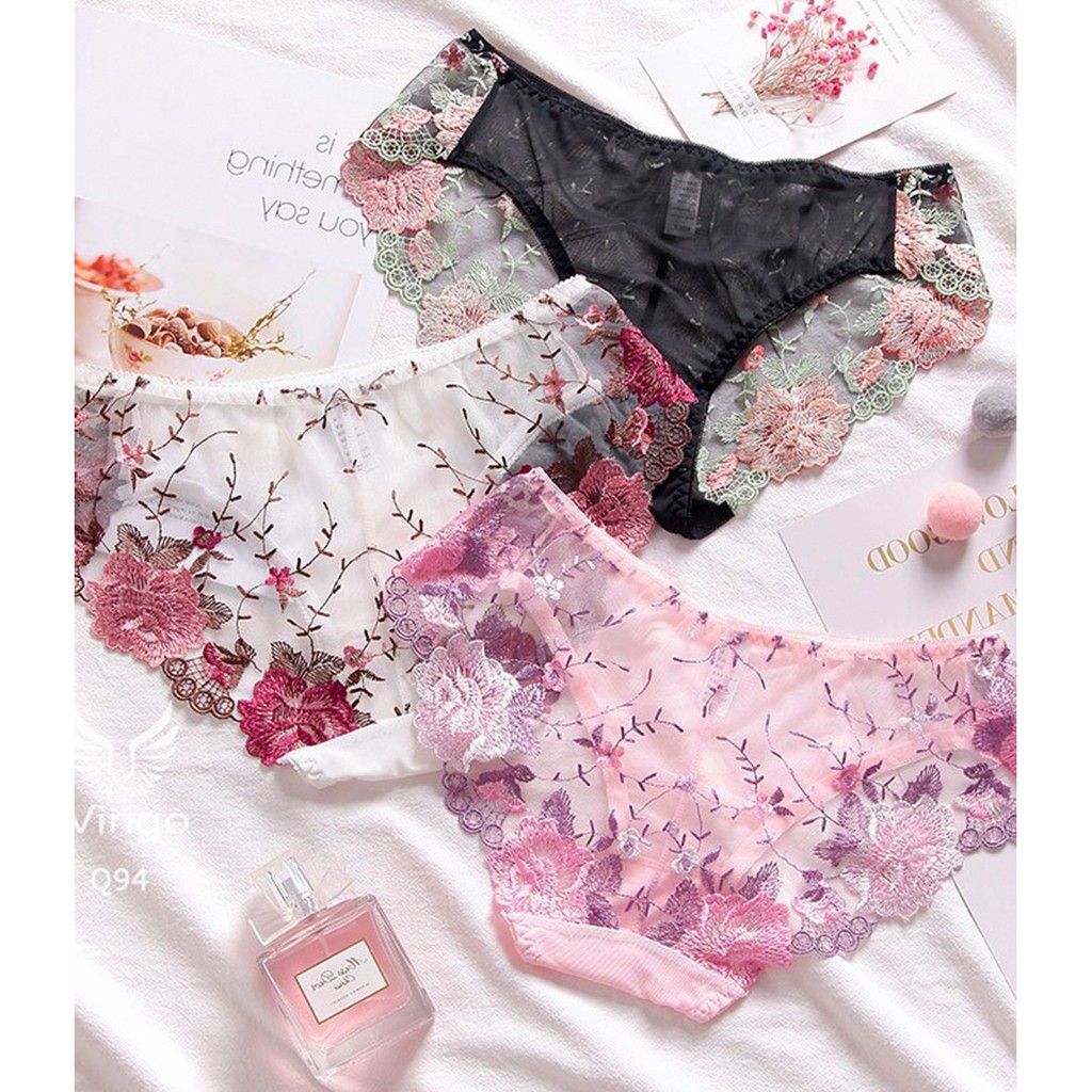 [Hàng Cao Cấp] Quần Lót Ren Nữ Thêu Hoa Hồng Xuyên Thấu, Gợi Cảm Khiến Nàng Mê Mẩn | BigBuy360 - bigbuy360.vn