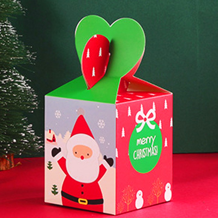 Hộp quà giấy, Hộp quà Noel nắp trái tim 3D hình tuần lộc người tuyết ông già Noel dễ thương Baby-S – SG009