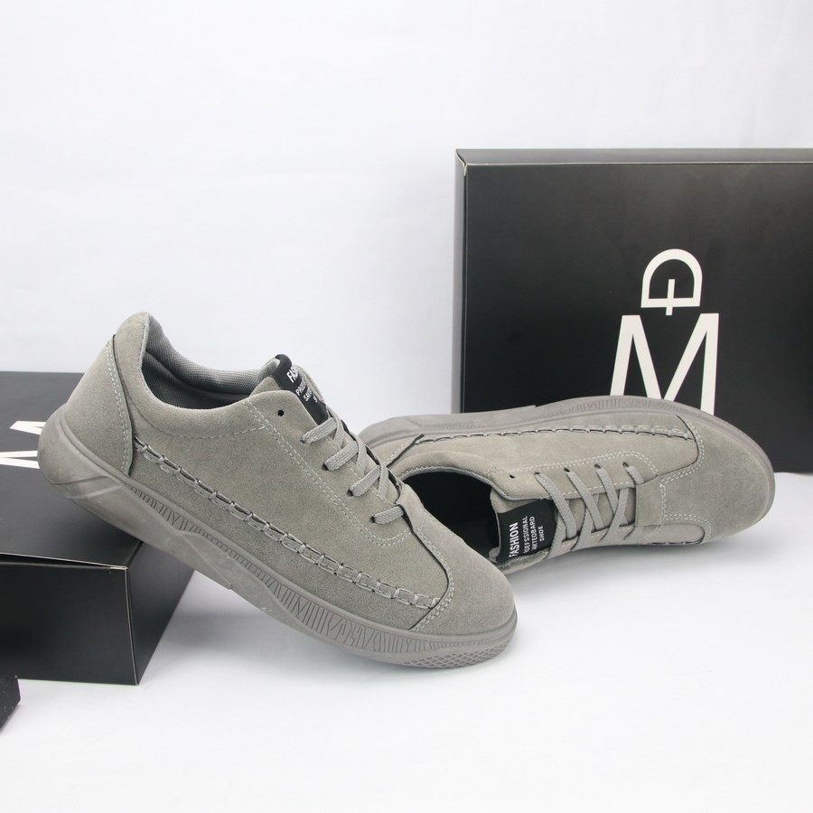 Giày sneaker nam full xám kiểu da lộn TS390 Tronshop | BigBuy360 - bigbuy360.vn