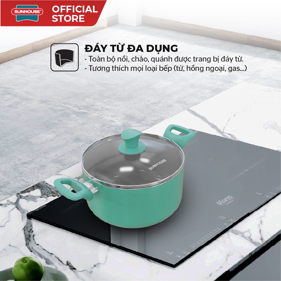 Bộ nồi chảo Ceramic đáy từ SUNHOUSE 1104B1