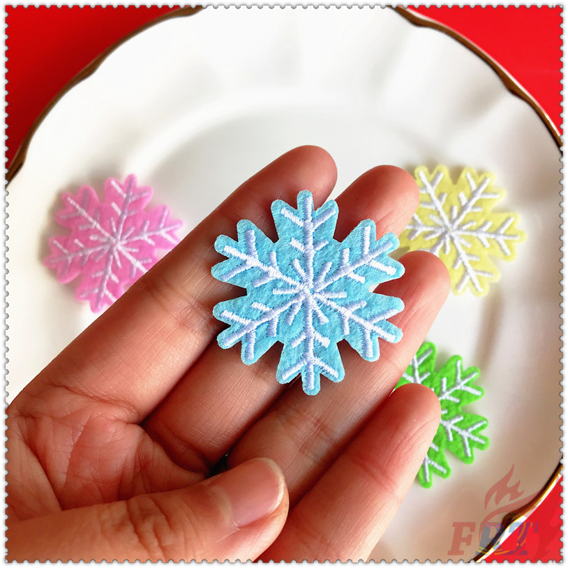 Miếng dán ủi thêu quần áo hình bông tuyết nhiều màu sắc