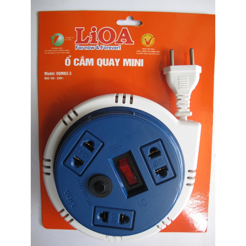 Ổ CẮM QUAY LIOA MINI DU LỊCH dây dài 3 mét OQMN3-3