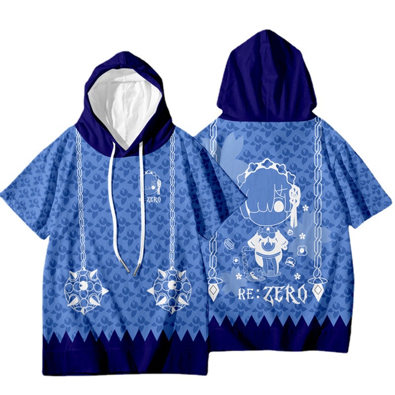 Áo Hoodie Tay Ngắn 3 / 4 In Hình Anime Re: Life In A Different World From Zero Rem | WebRaoVat - webraovat.net.vn