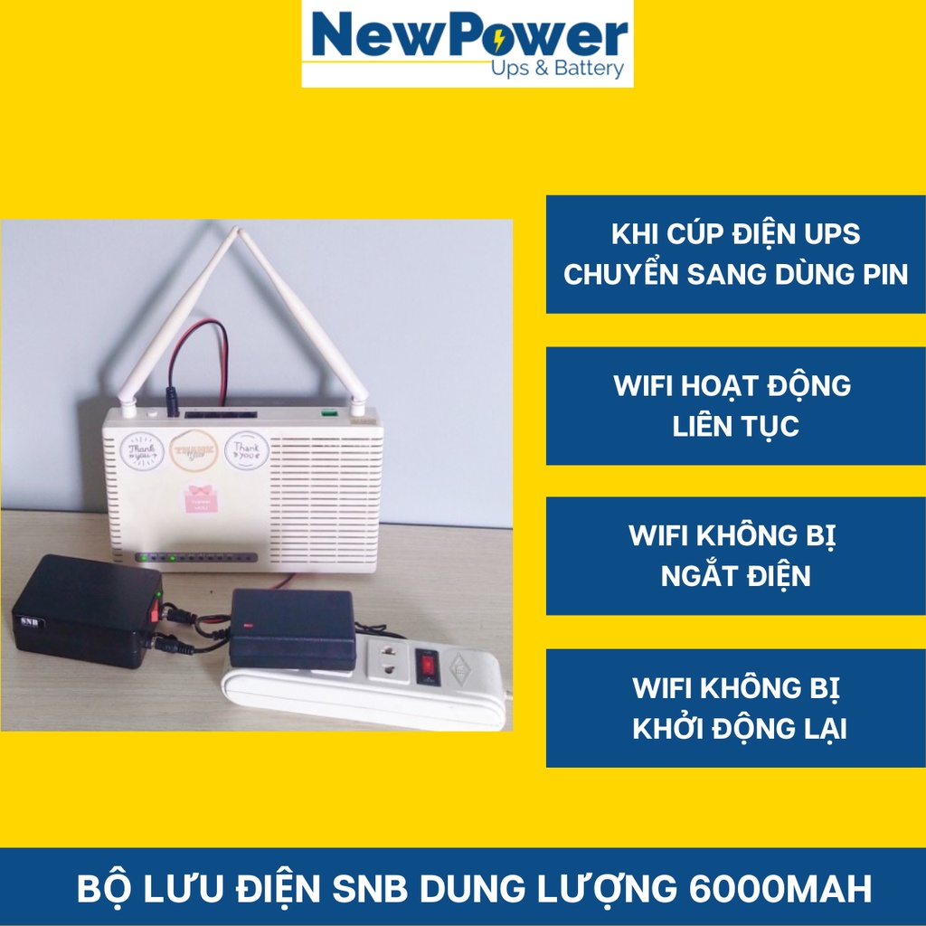 Bộ lưu điện gia đình 6000mAh, UPS 12V dùng cho camera, wifi, nguồn dự phòng 12V..mới 100%,bảo hành 12 tháng