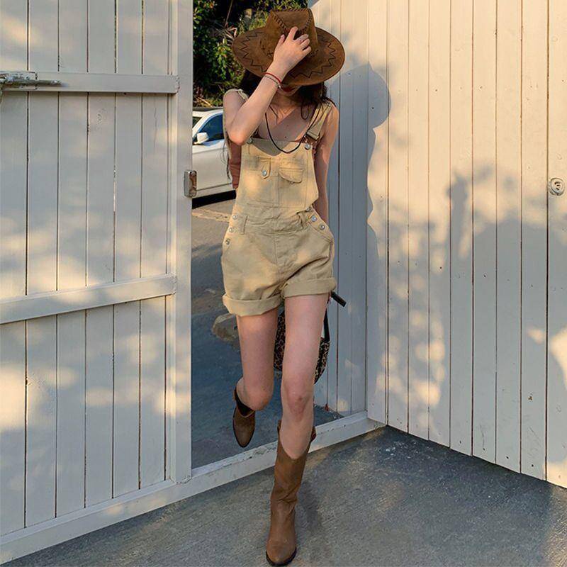 Yếm Quần Ngắn Đùi Short Ngố Nữ Bò Jean Denim Retro Cá Tính Đẹp Yếm Ống Rộng Vintage Thời Trang Chali YQ009