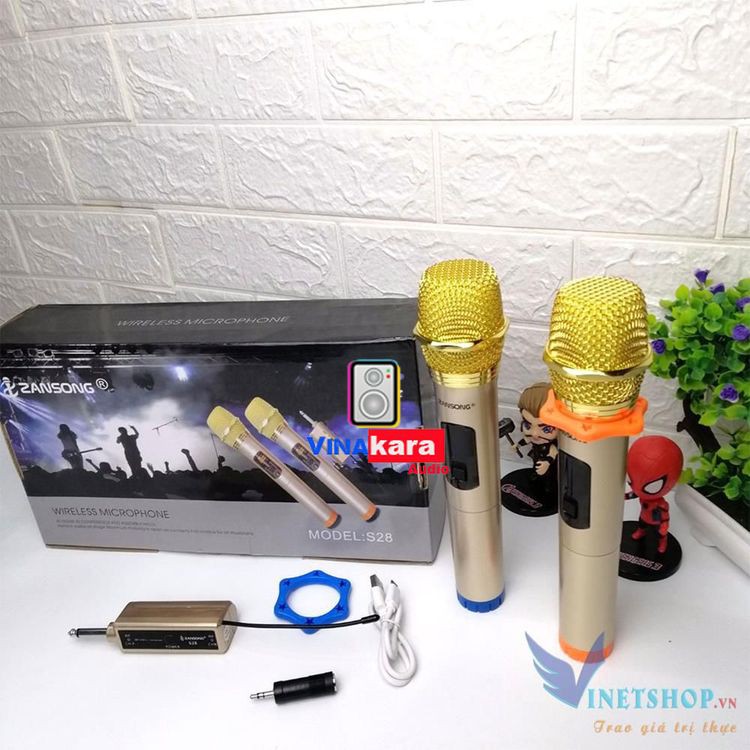 2 Micro không dây SHUAE K10, Micro Zangsong S28  hát nhẹ, âm thanh trong trẻo, sử dụng loa kéo, amply cao cấp -