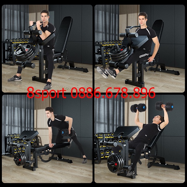 8SPORT ghế tập gym đa năng cao cấp, tập tạ tại nhà, thể thao, gym, tập tạ tay, tạ đẩy ngực, đá chân, móc chân, thể dục