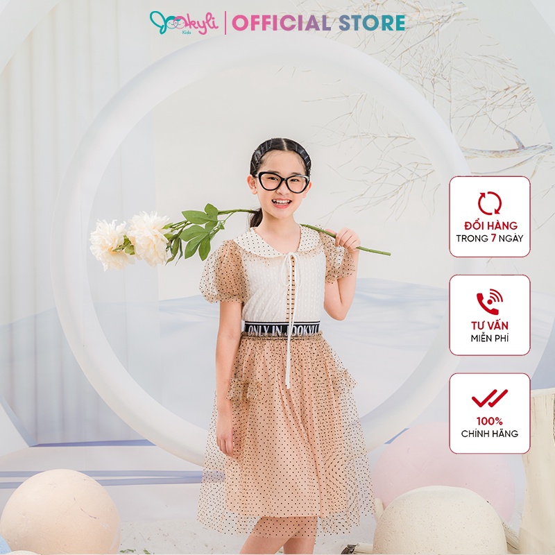 Áo sơ mi JOOKYLI bé gái phối voan tay bồng 16G0975