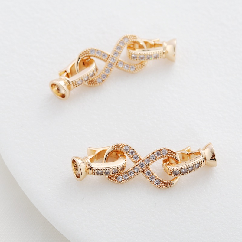Phụ Kiện Trang Sức Vòng Cổ/Vòng Tay/Dây Chuyền 14k Đính Đá Zircon Size 8 Hai Đầu Khóa Cài diy