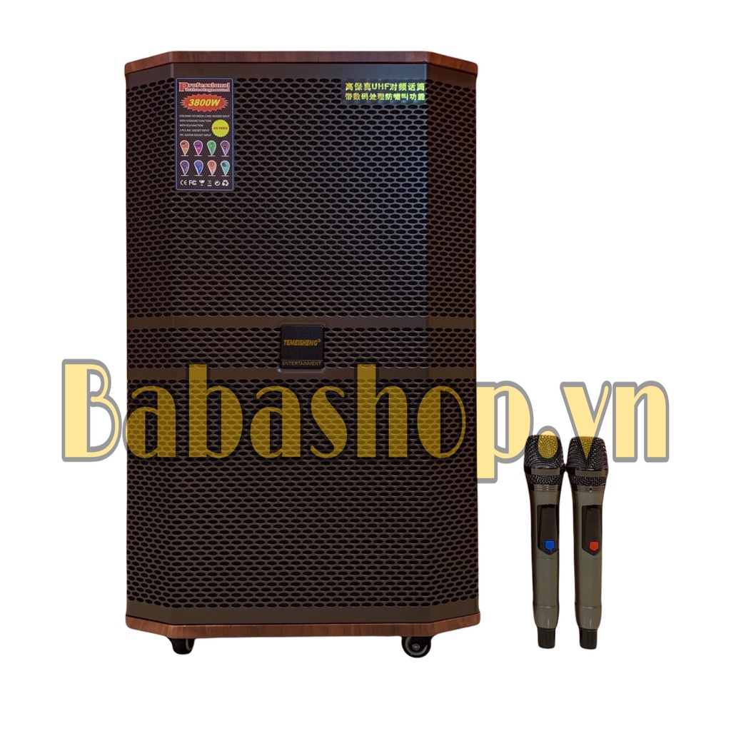 Loa kéo di động Temeisheng ED-1502 - loa kéo công suất lớn - 2 micro đổi tần số UHF