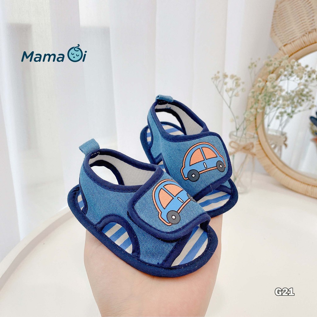 G21 Giày sandal màu xanh dép quai hậu hình ô tô đế vải mềm mại cho bé tập đi của Mama Ơi - Thời trang cho bé