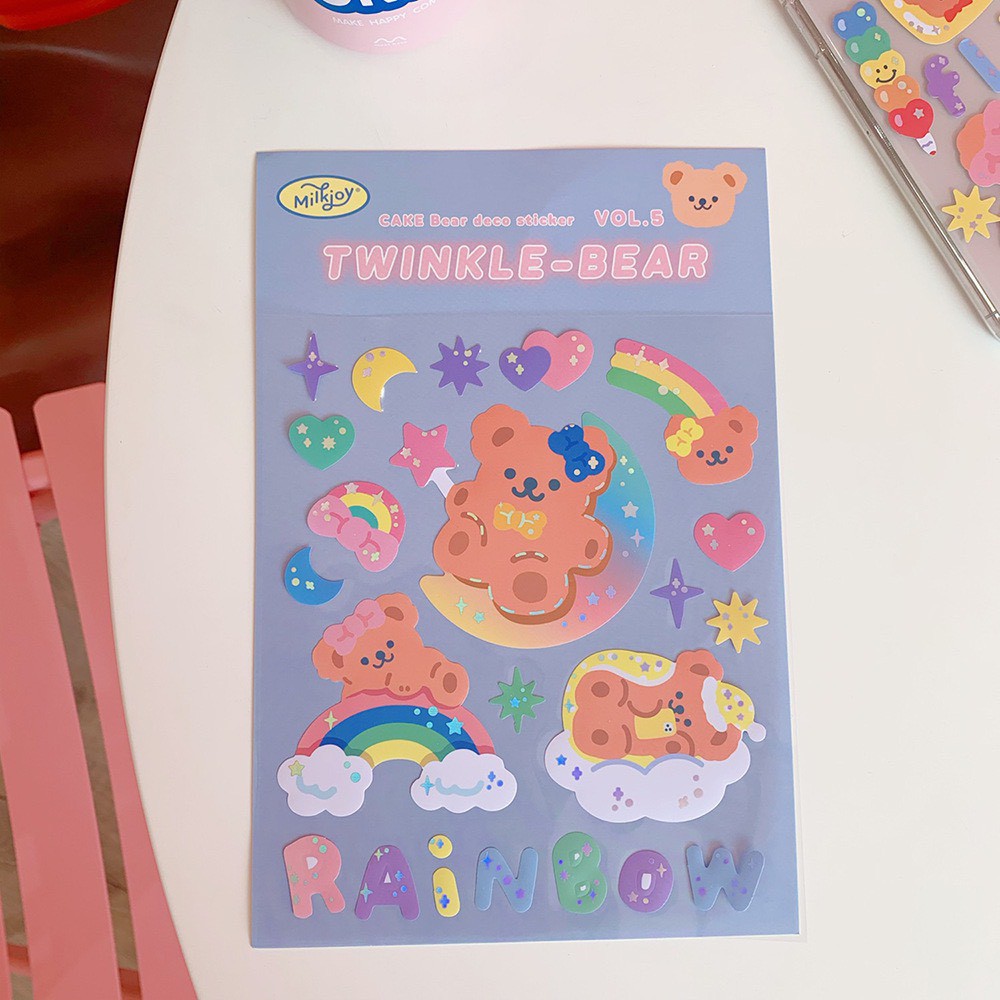 Hình dán Gấu dán sổ đồ dùng học tập, sticker cute trang trí bàn học Sumi