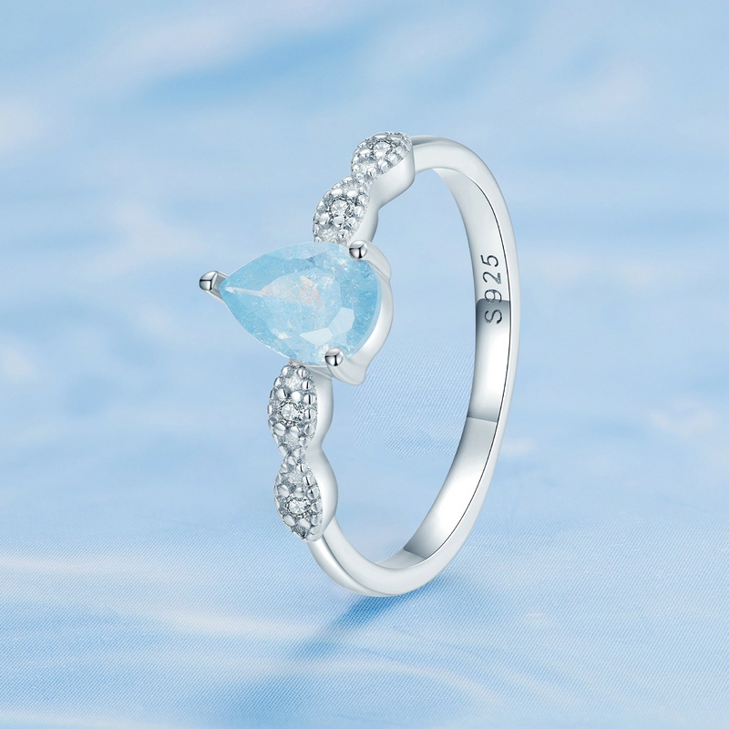 BAMOER Nhẫn Bạc 925 ĐíNh Đá Zircon ThờI Trang