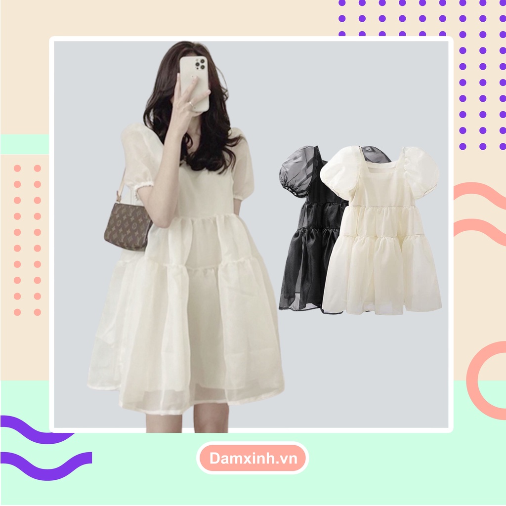 Đầm Babydoll Nữ Dáng Ngắn Chất Voan, Váy Babydoll Tơ Bèo Tầng Siêu Xinh Có Ảnh Thật Kèm