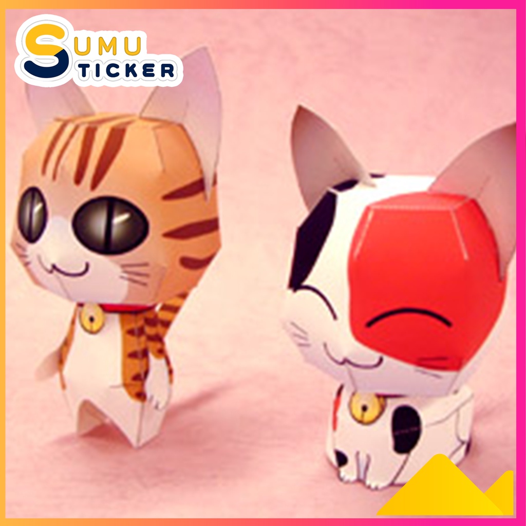 [DIY] KIT Mô hình giấy mèo dễ thương - Kích thước lớn - Trang trí bàn học [Papercraft]