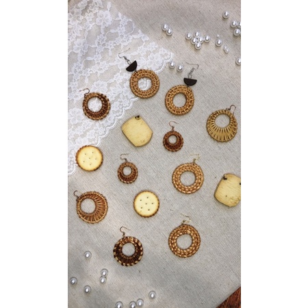 Xưởng sx khuyên tai mây handmade vintage hàng có sẵn giao ngẫu nhiên