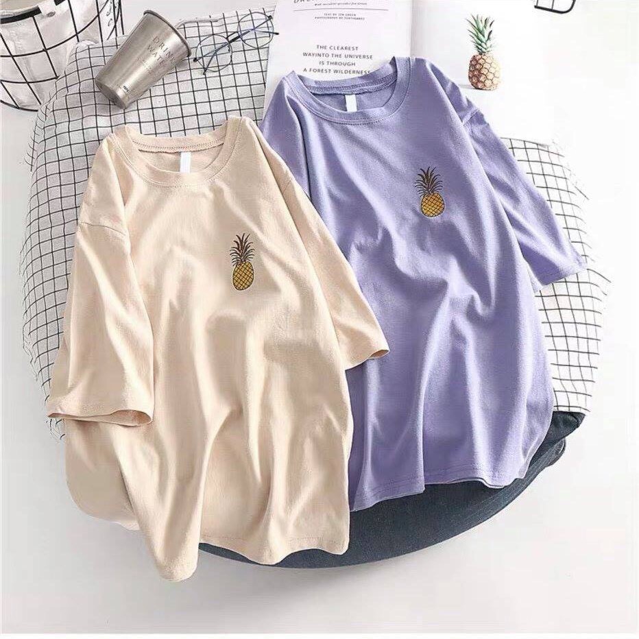 [Mã FAMARAL1 giảm 10K đơn 50K] Áo thun tay lỡ ❤️ Áo phông Unisex QUẢ DỨA form rộng Freesize Molly Fashion
