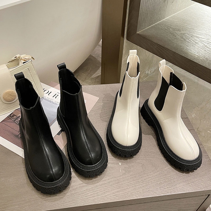 Giày Boots Martin Mũi Tròn Đế Dày Phong Cách Thời Trang Hàn Quốc