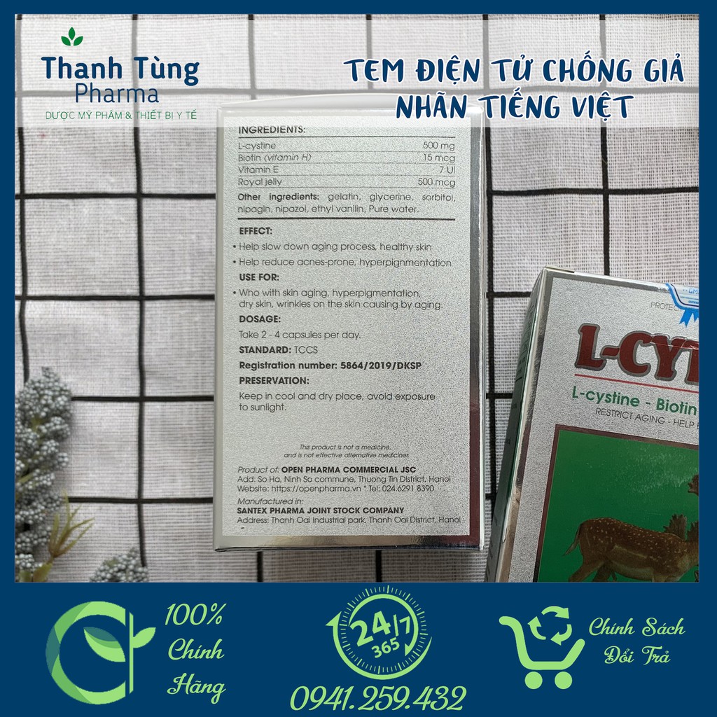 VIÊN UỐNG TỔNG HỢP LÀM ĐẸP DA, TÓC, MÓNG L CYSTINE VỚI BIOTIN VÀ VITAMIN E HỘP 60 VIÊN | BigBuy360 - bigbuy360.vn
