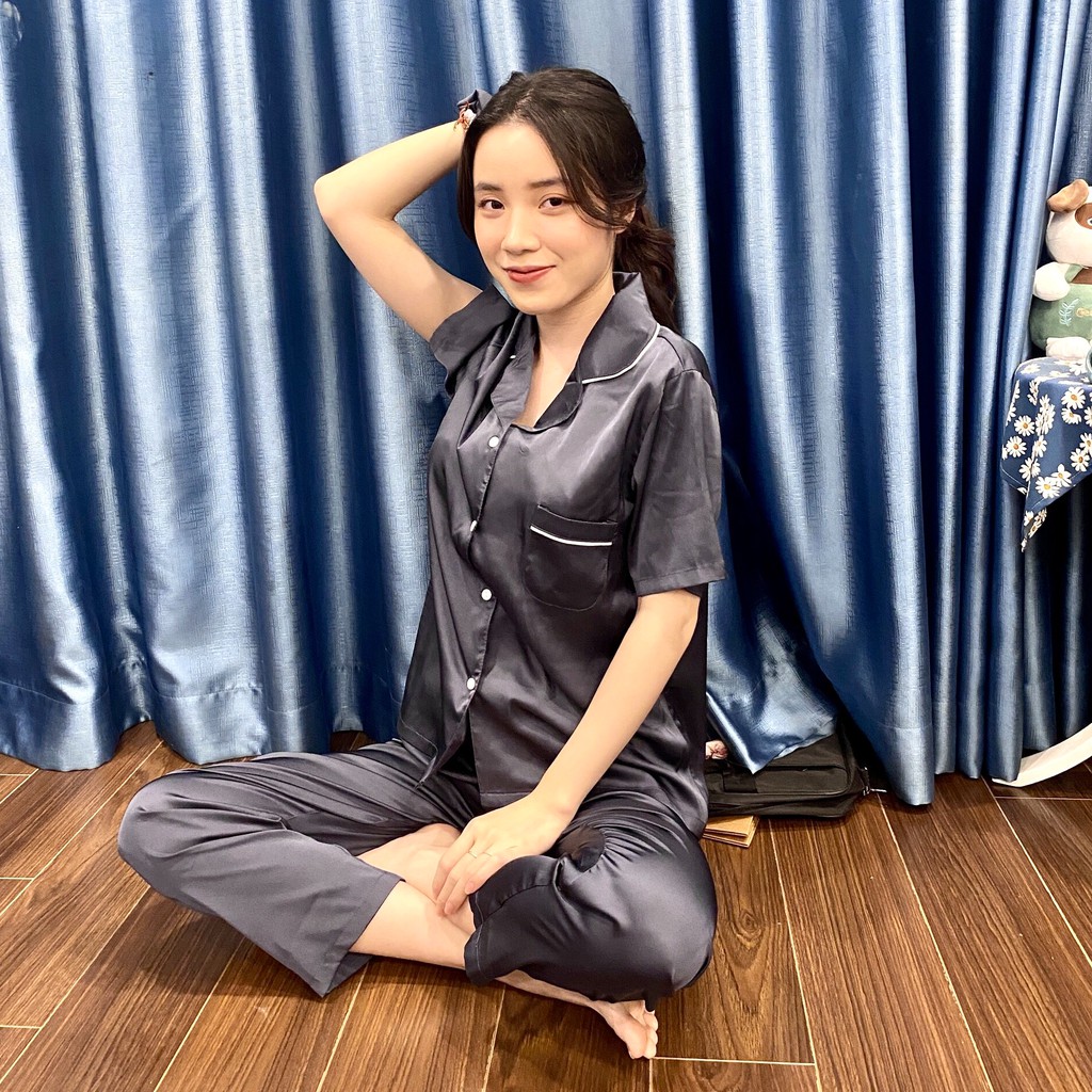 [FREESHIP] Bộ Pijama Lụa Latin - chất trơn nhiều màu Cao cấp Chất đẹp Đường may chuẩn