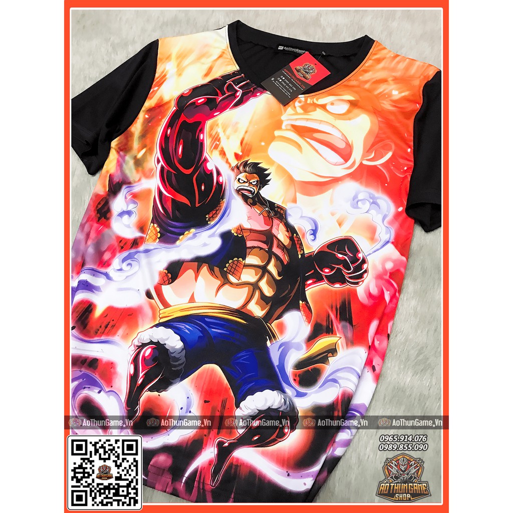 ☘️ Áo One Piece Luffy Gear 4 5 (3D Đen) Luffy Mũ Rơm, áo đảo hải tặc Anime Manga ☘️ (Shop AoThunGameVn)