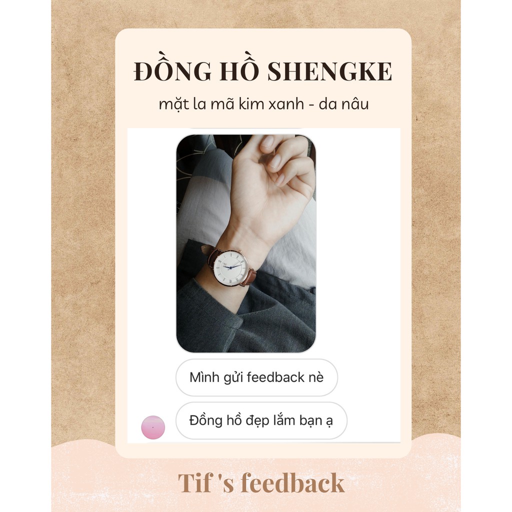 Đồng hồ cặp nam nữ dây da nâu SHENGKE mặt la mã kim xanh đồng hồ đôi chính hãng đẹp Watchesbytif size 28mm & size 40mm | BigBuy360 - bigbuy360.vn