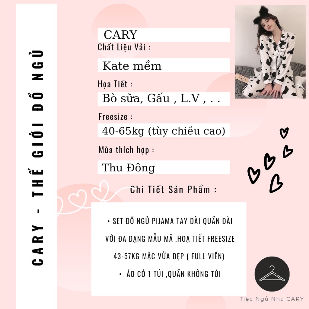 Đồ ngủ nữ CARY ,Bộ ngủ pijama tay dài quần dài hoạt hình mặc nhà siêu xinh | WebRaoVat - webraovat.net.vn