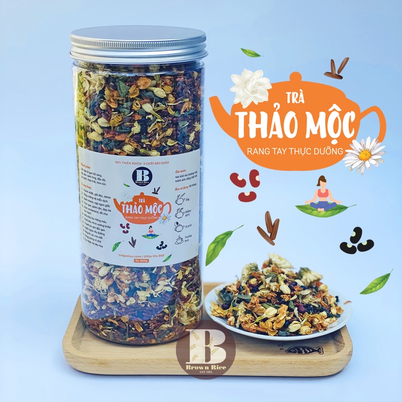 Trà hoa ngũ cốc thảo mộc Brown Rice thanh nhiệt detox ngủ ngon giảm stress 500gr